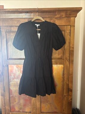 Black Puff Sleeve Tiered Mini Dress